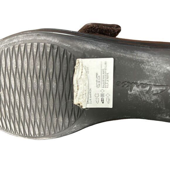 CLARKS Collection‎ Dark Brown Leather US Womens 8 Wrap Loafer Wedge Shoes - Picture 7 of 8